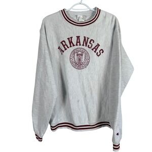 Champion Reverse Weave University of Arkansas Sweatshirt Mens M Grey read
